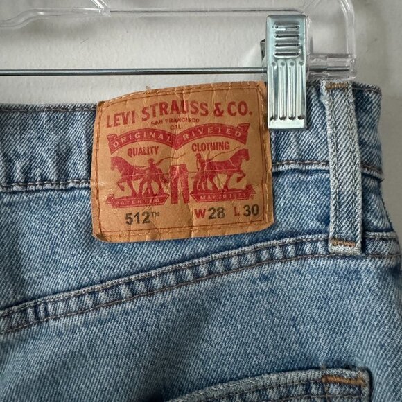 🦋 LEVI'S 512 Distressed Busted Knee Jeans 28 High Rise Waisted Casual Everyday - Picture 3 of 5